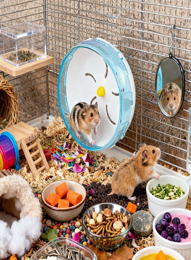 WishLotus Silent Running Wheel - Small Pet Exercise Toy and Cage Accessory for Hamster, Golden Silk Shih Tzu, Bear (Blue,21cm) - Image 5